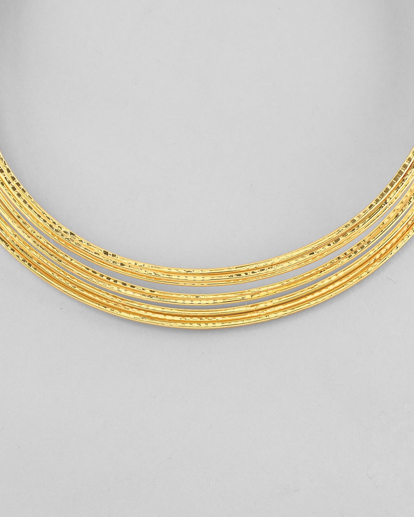 VOJ Gold-Polished Muti Layared Hasli Necklace | Swadesiicart