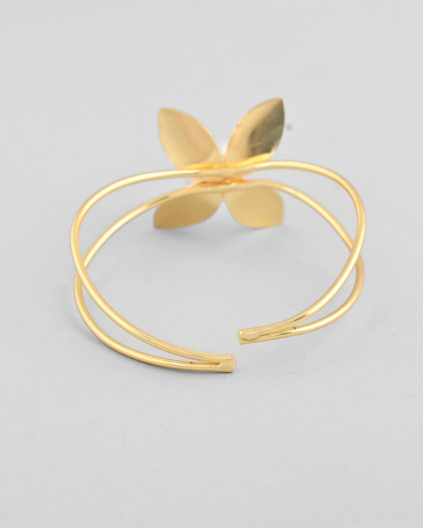 VOJ Gold-Polished Flower Shaped With Pearl In Center Kada Bracelet - Swadesiicart