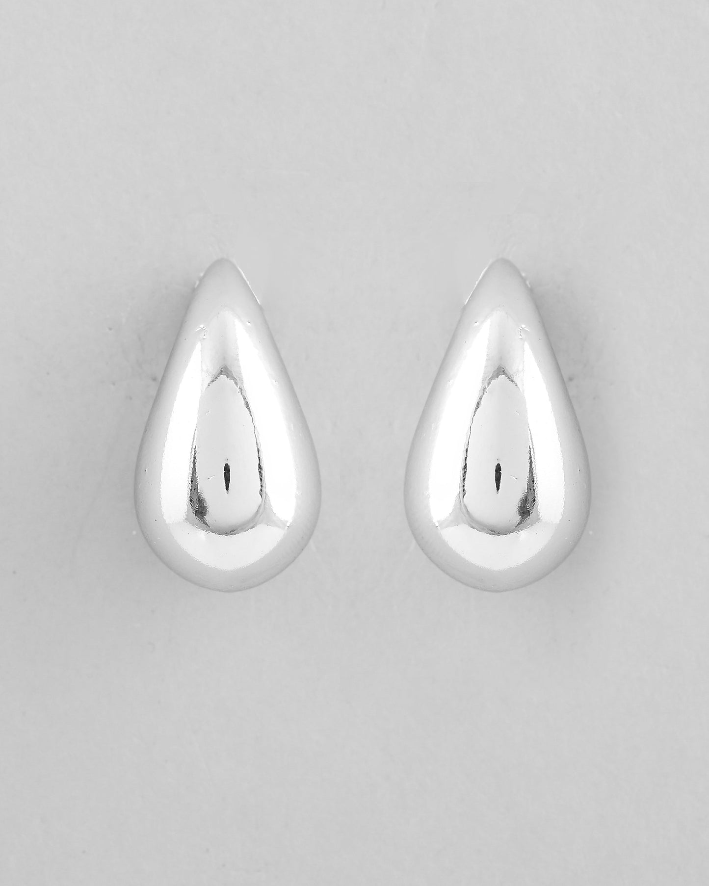 VOJ Silver Plated Teardrop-Shaped Stud Earrings - Swadesiicart