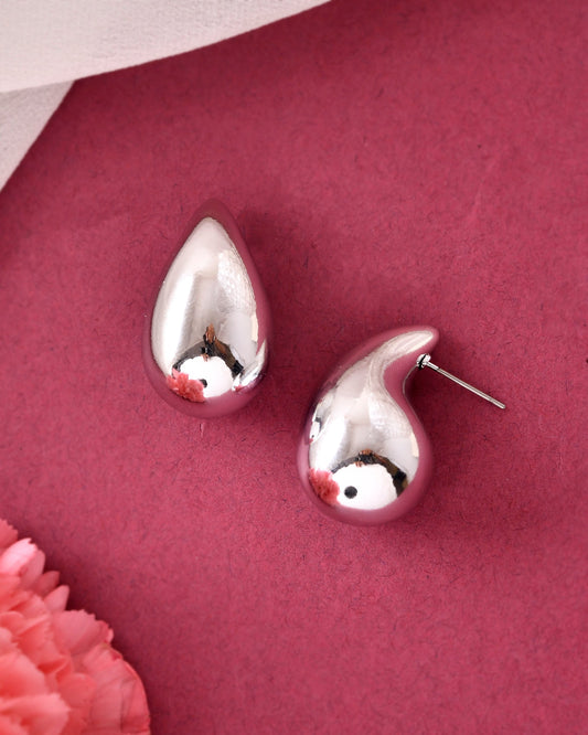 VOJ Silver Plated Teardrop-Shaped Stud Earrings - Swadesiicart