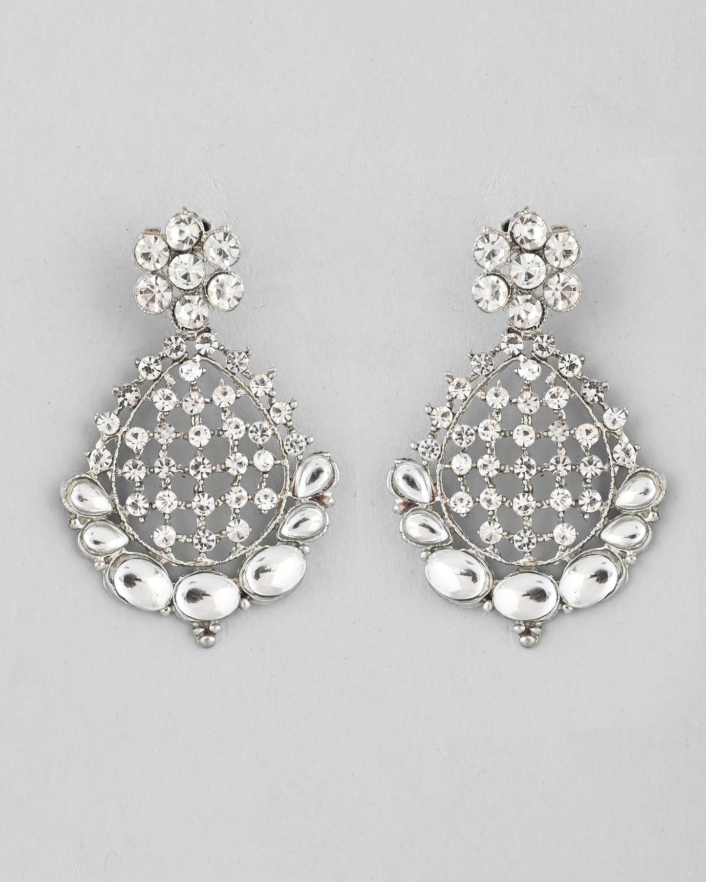 VOJ Silver Plated CZ-Stone Studded Choker Set With Mangtikka | Swadesiicart