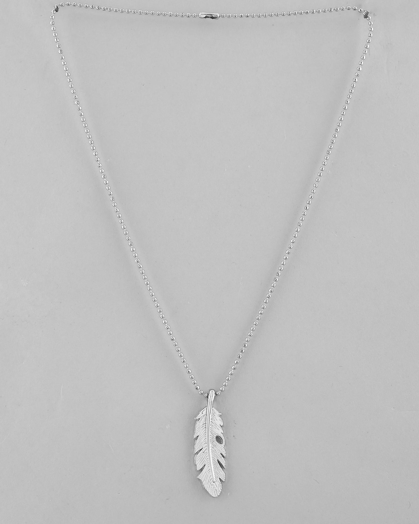 VOJ Silver Plated Men Chain With Leaf Shaped Pendent | Swadesiicart