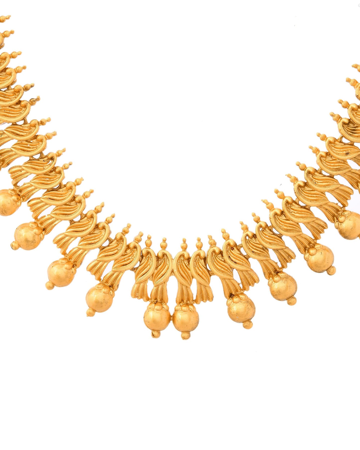 VOJ Gold-Polished Designer Necklace With Earrings Set - Swadesiicart