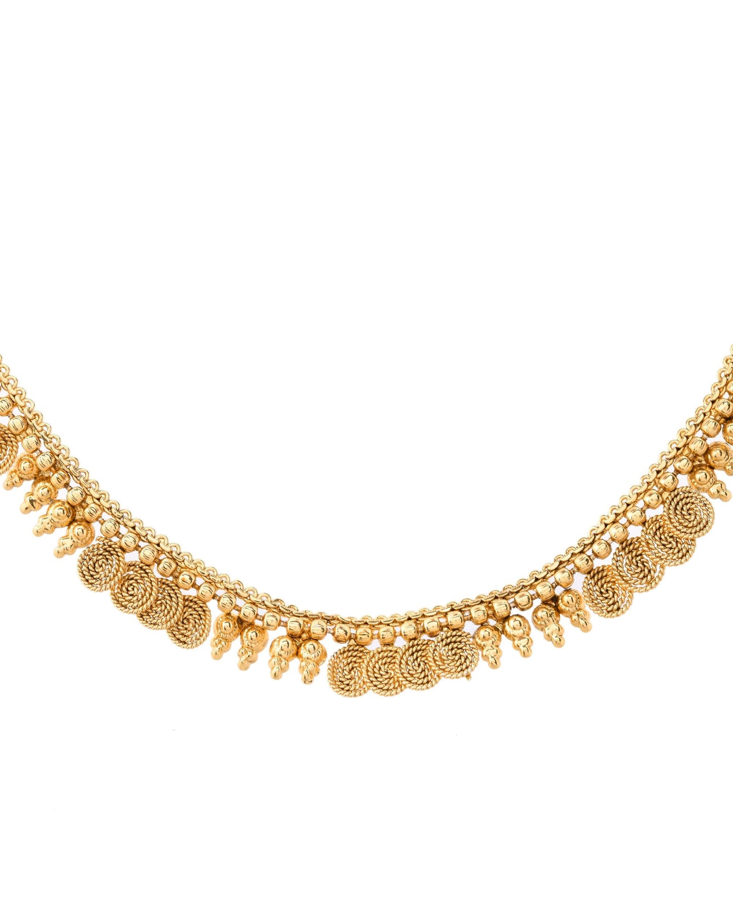 VOJ Gold-Polished Round Designed Necklace With Earrings Set - Swadesiicart