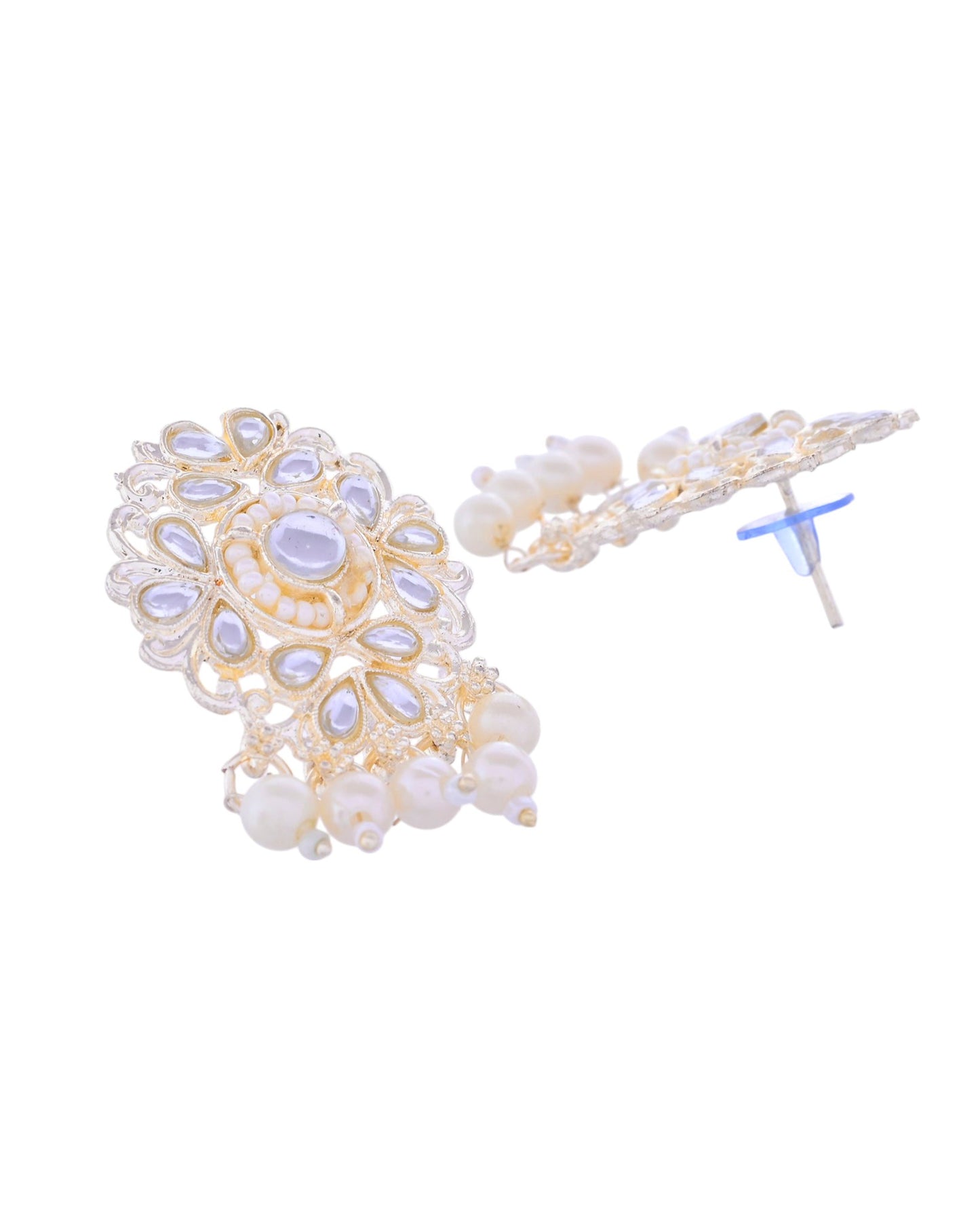 VOJ Kundan with Pearl Studded Choker Necklace With Earrings Set - Swadesiicart