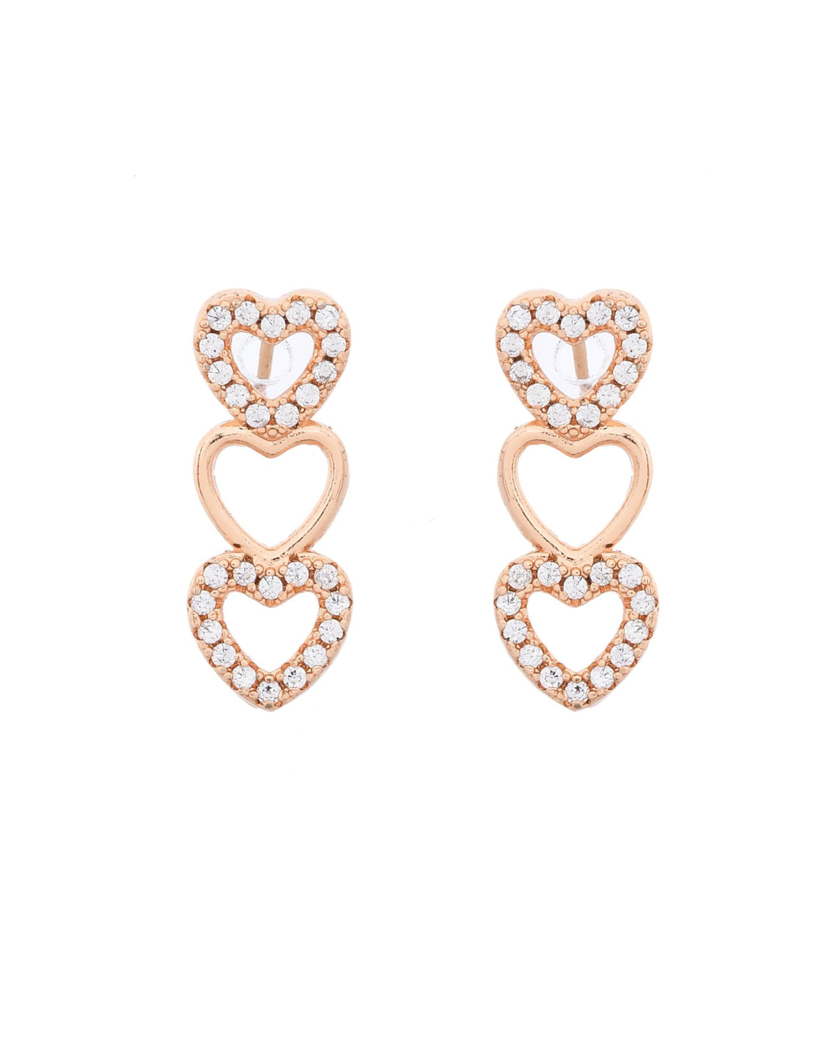 VOJ Ad Stone Studded Heart Shaped Designer Gold-Polished Jewellery Set