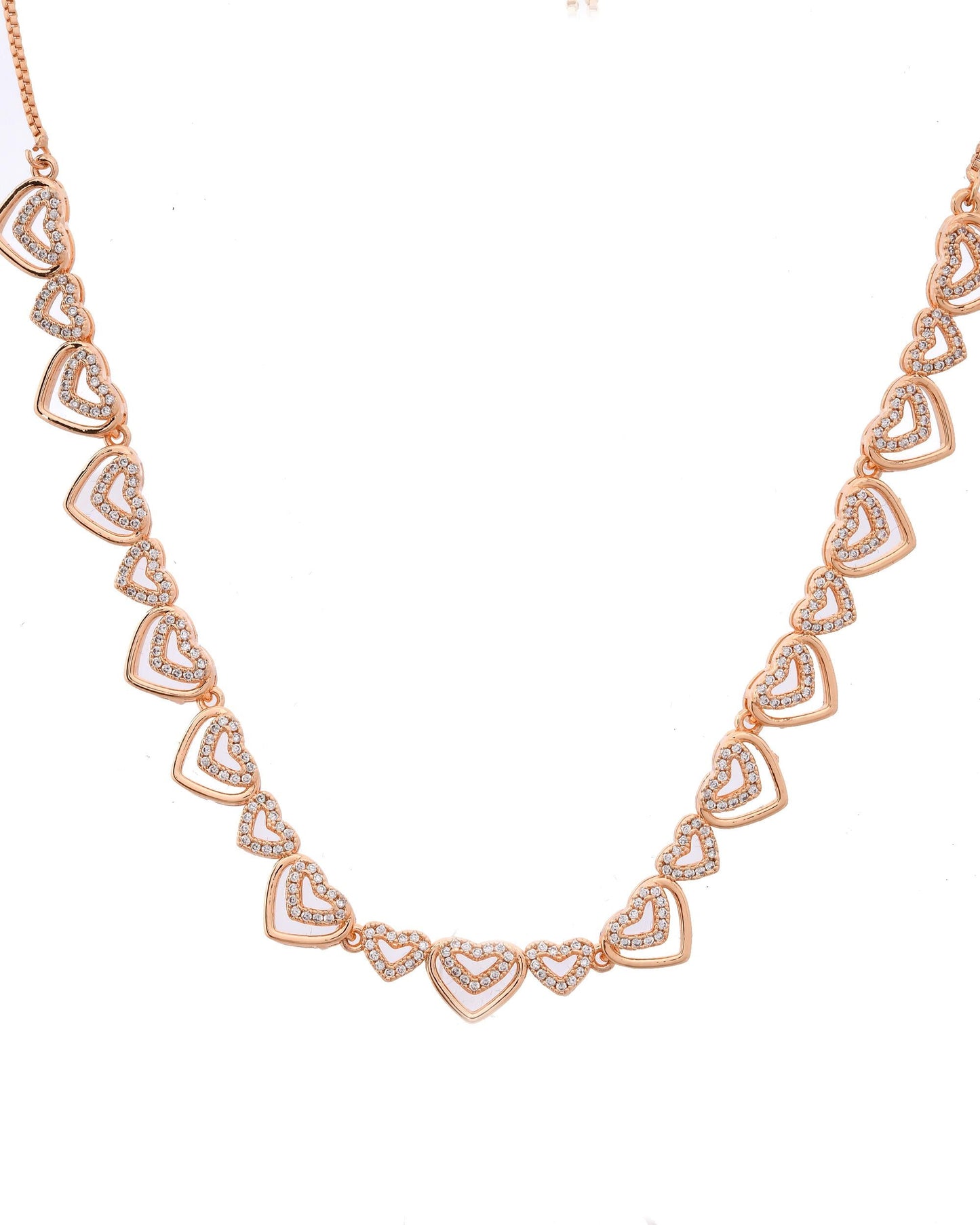 VOJ Gold-Polished Ad Stone Studded Heart Shaped Jewellery Set - Swadesiicart