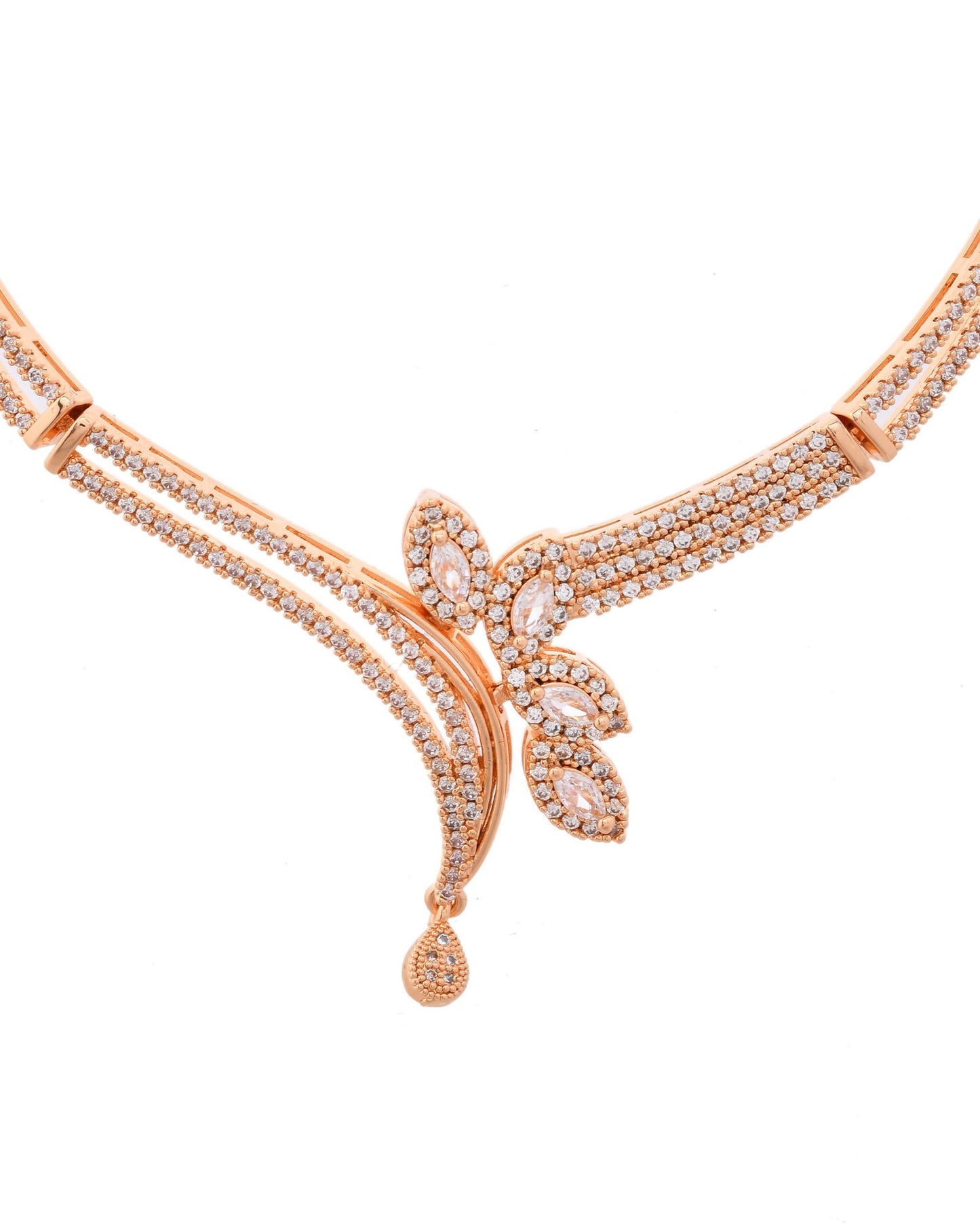 VOJ Gold-Polished Designer Ad Studded Jewellery Set - Swadesiicart