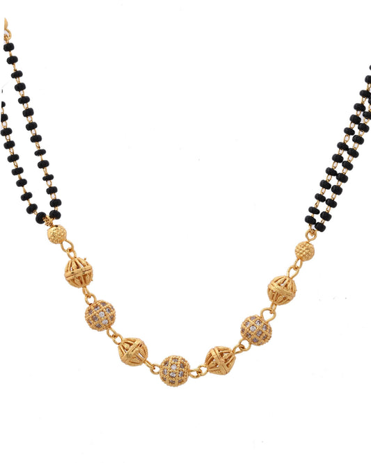 VOJ Gold-Polished Ad Stone Studded Multi Layer Mangalsutra - Swadesiicart