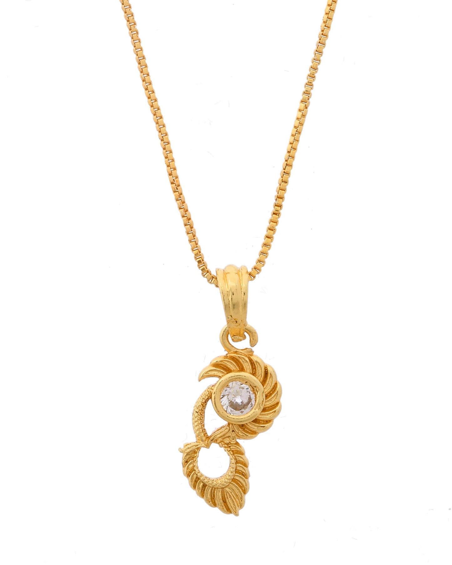 VOJ Gold-Polished Designer Ad Studded Pendant With Chain - Swadesiicart