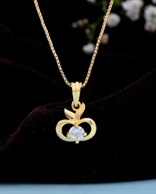 VOJ Gold-Polished Swan Shaped Ad Studded Pendant With Chain - Swadesiicart