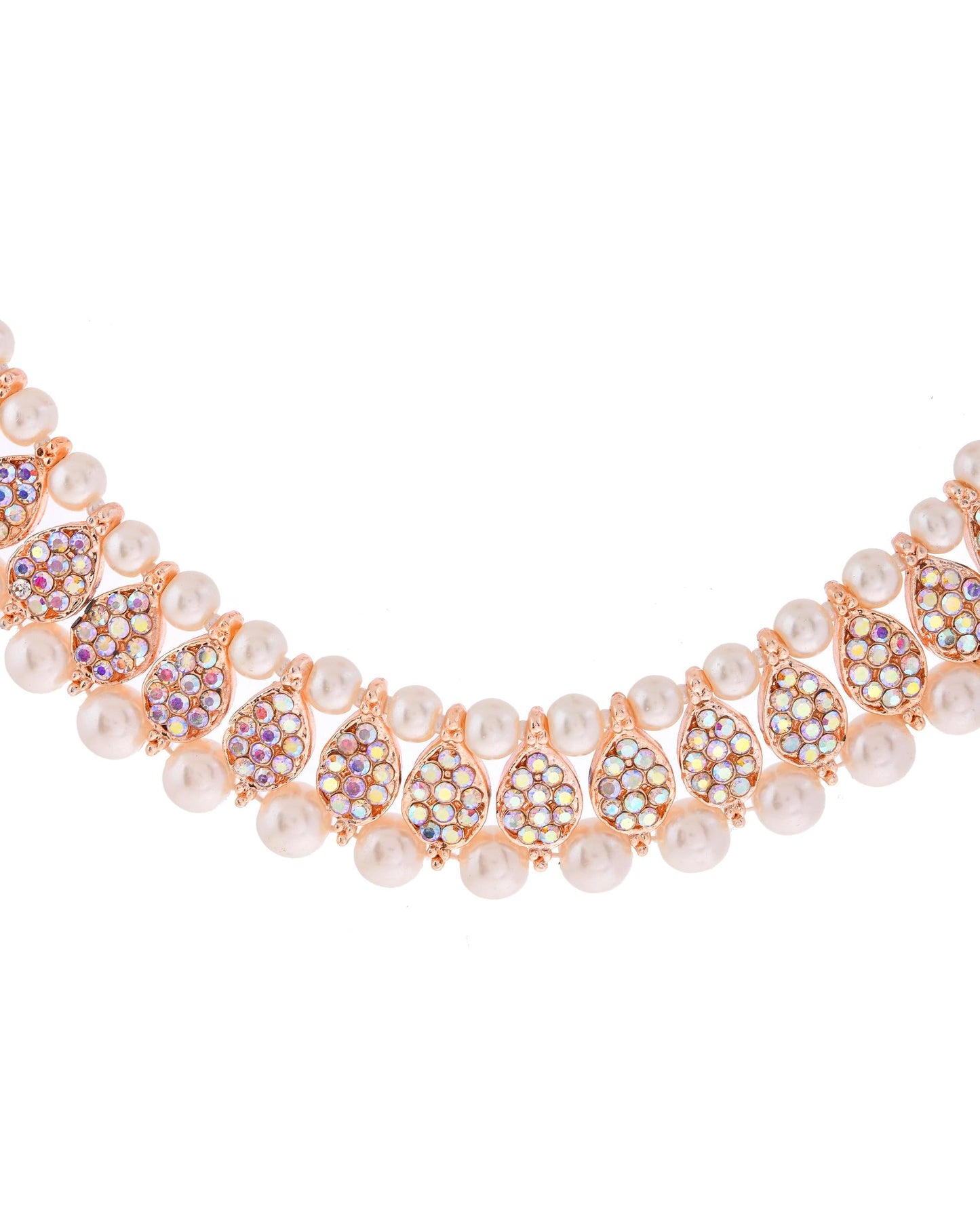 VOJ Gold-Polished Stone And White Beaded Choker Jewellery Set With Maang Tikka | Swadesiicart