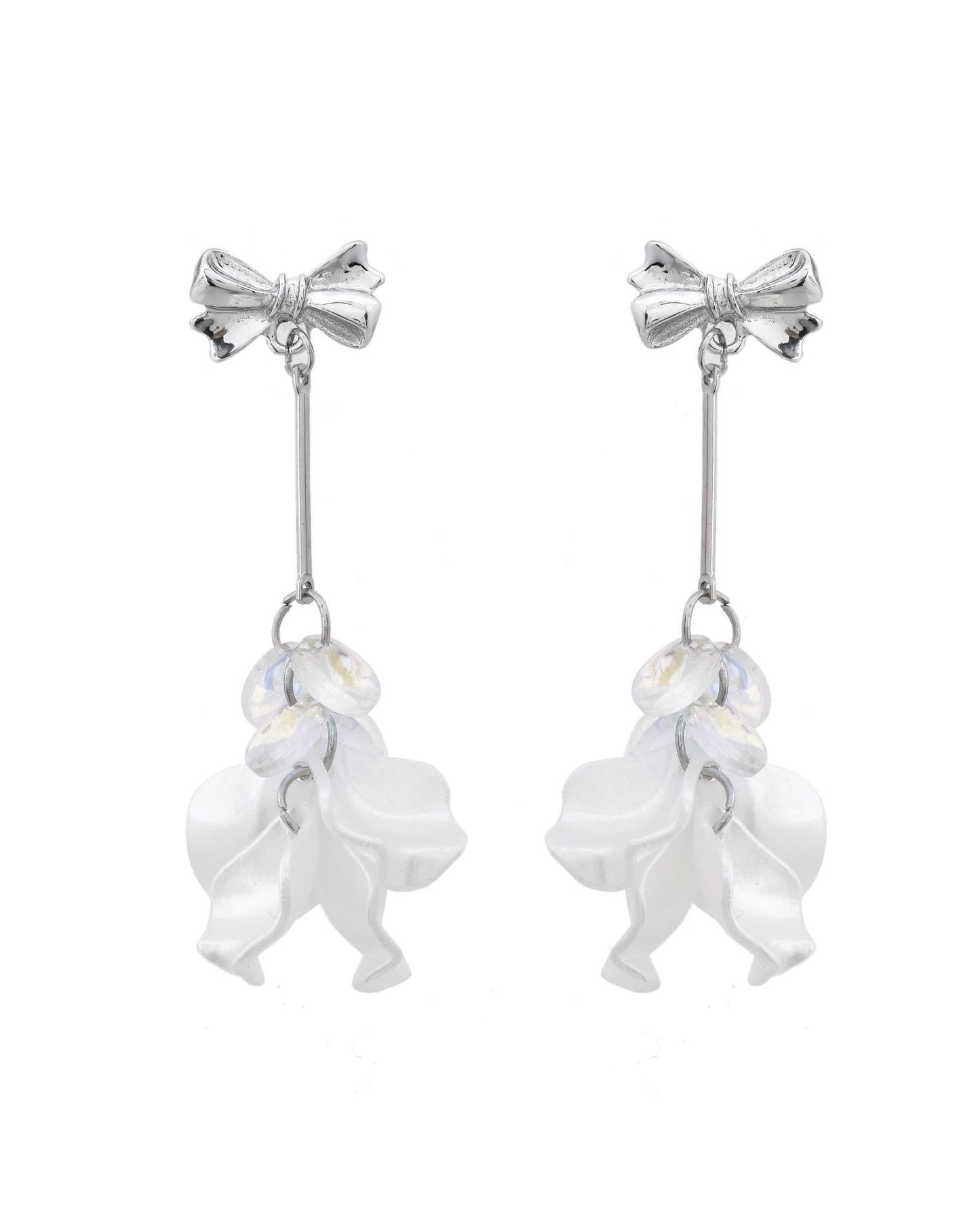 VOJ Silver Plated Bow Drop Earrings - Swadesiicart