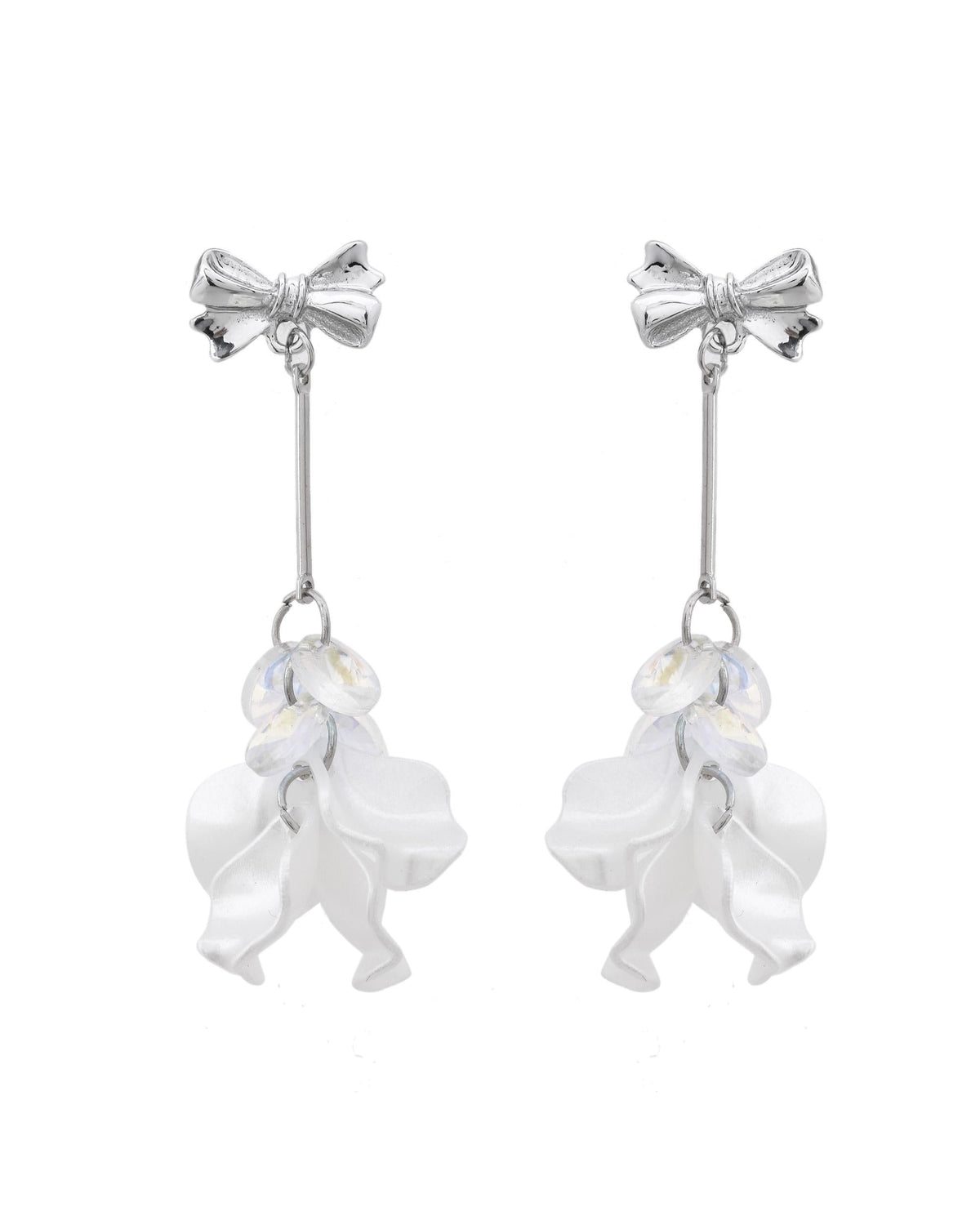 VOJ Silver Plated Bow Drop Earrings