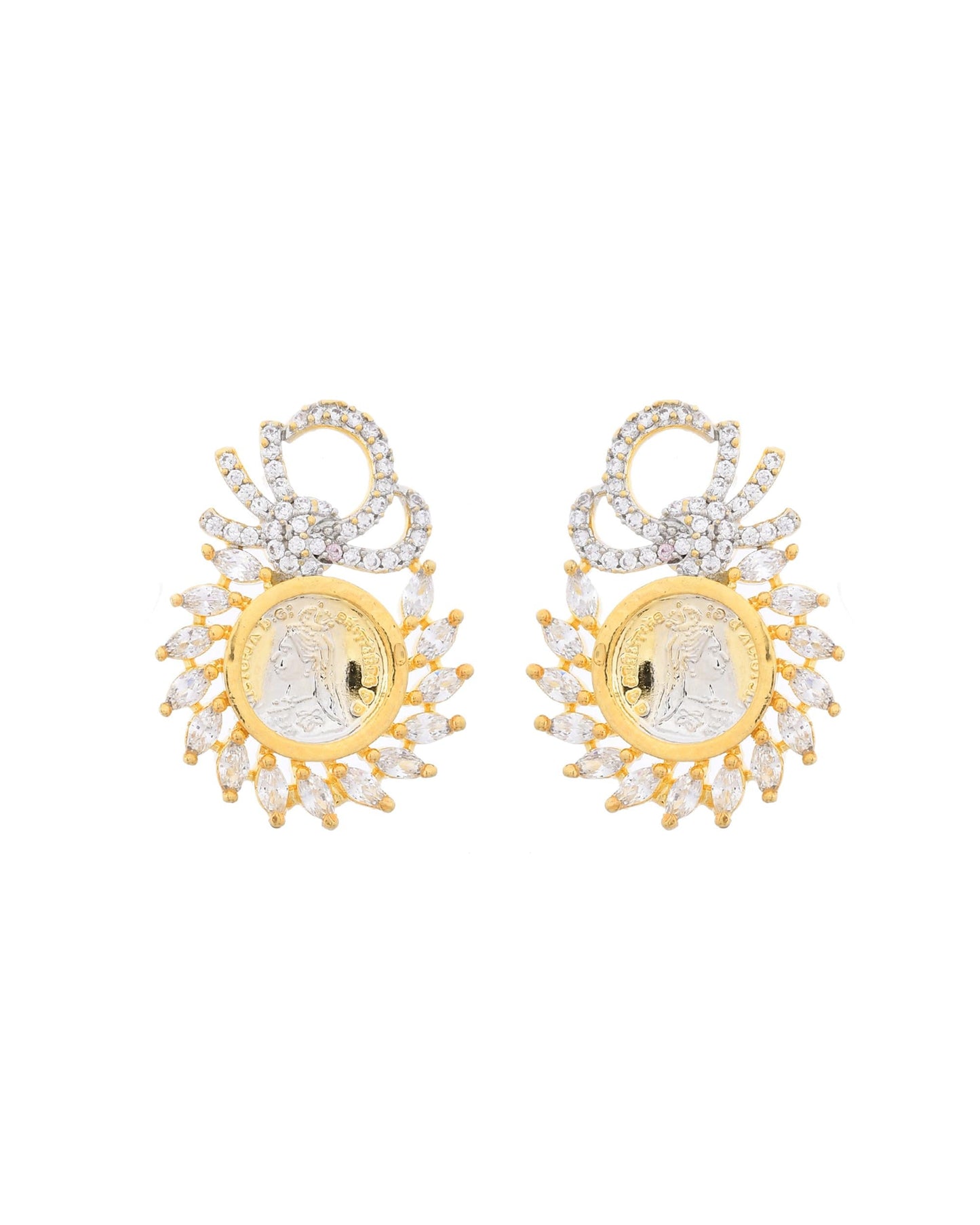 VOJ Dual Toned Ad-Studded Crown Chain Set - Swadesiicart