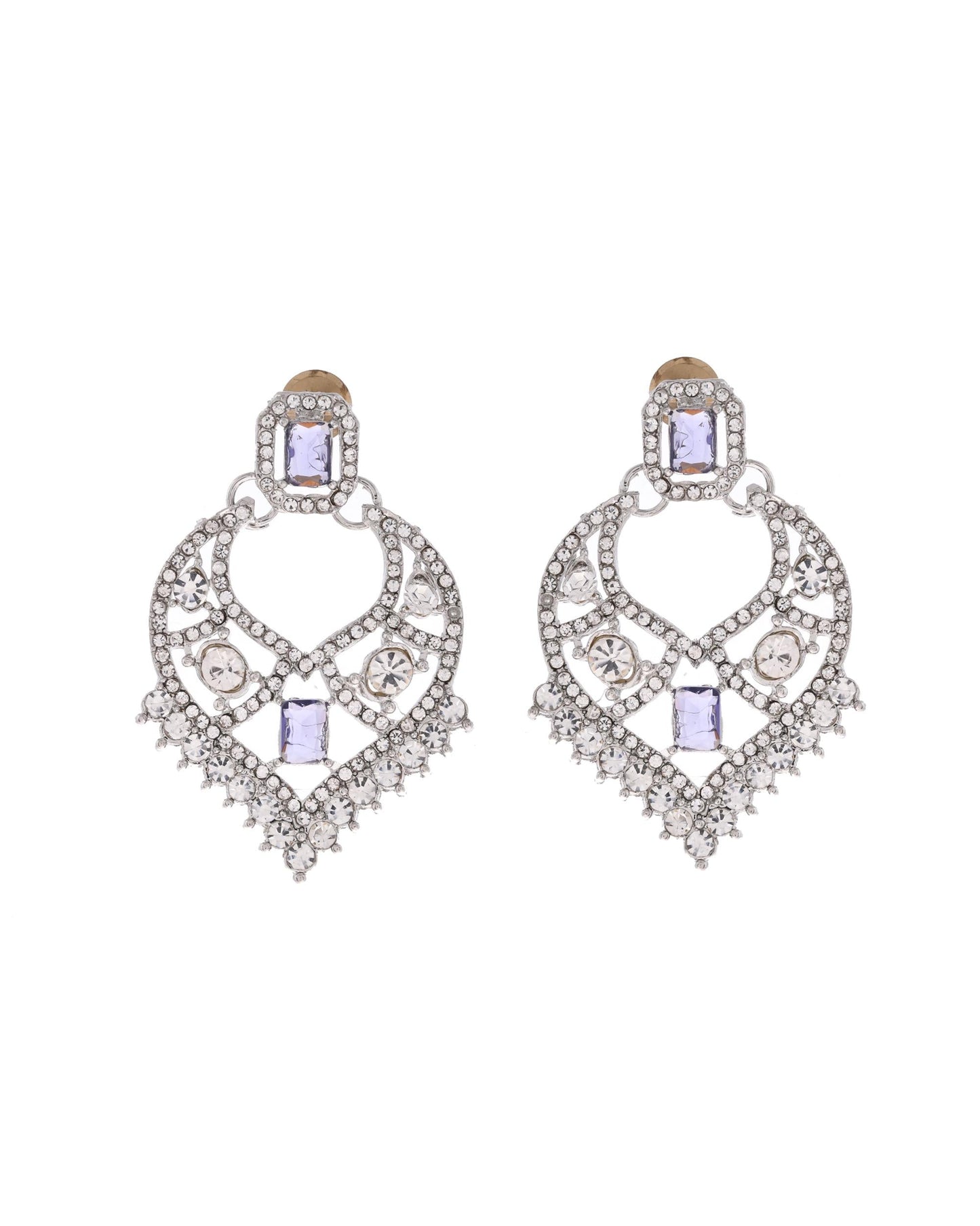 VOJ Silver-Plated American Diamond-Studded Jewellery Set - Swadesiicart