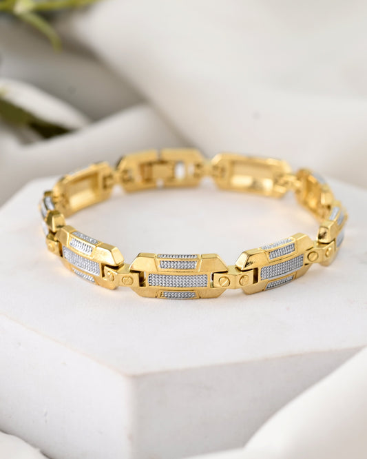 VOJ Men's Dual Toned Stylish Bracelet - Swadesiicart