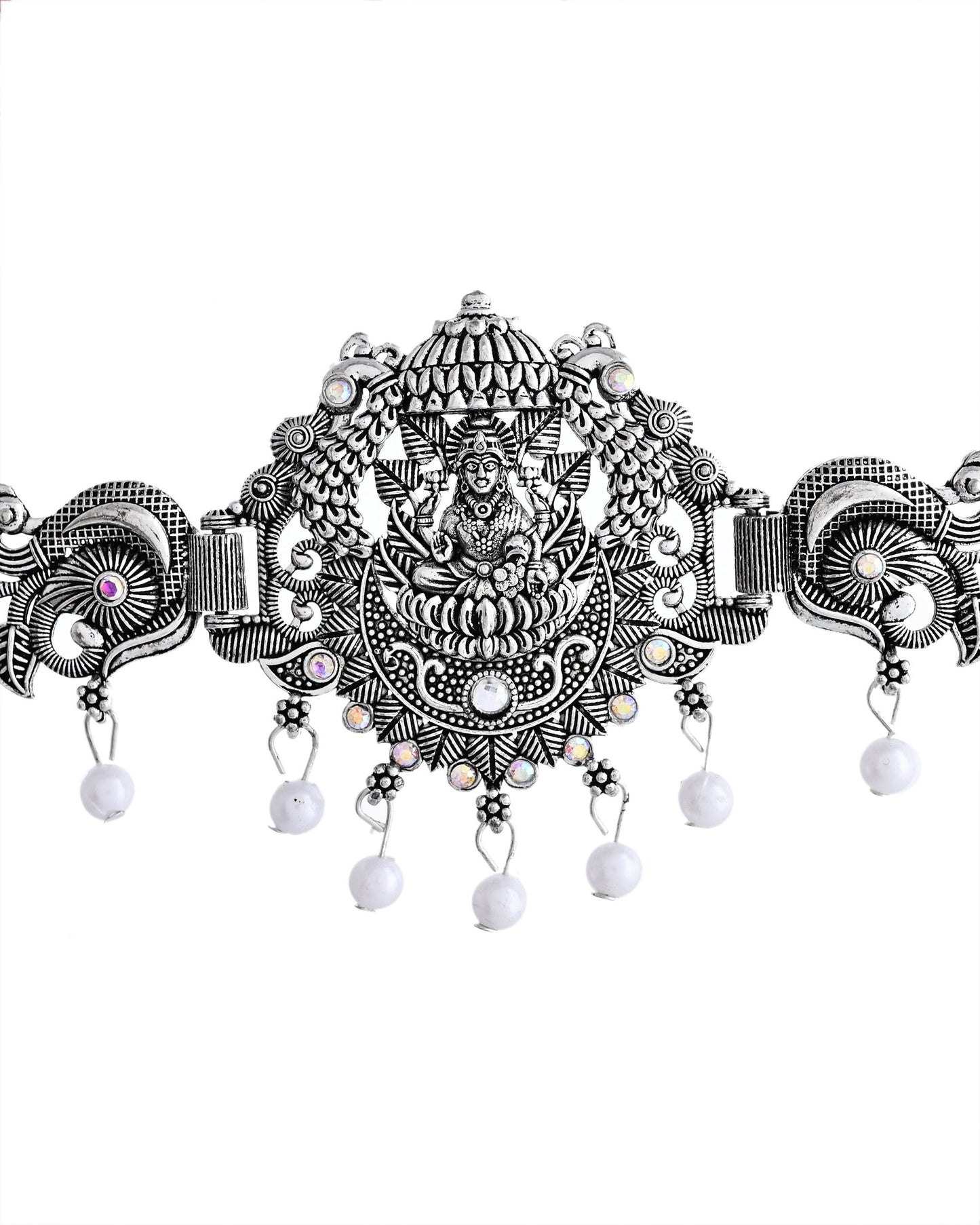 VOJ Silver Plated Oxidized Temple Jewellery Set - Swadesiicart