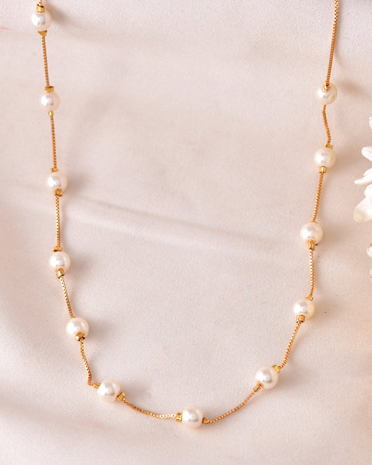 VOJ Gold-Polished Pearl Chain For Women | Swadesiicart