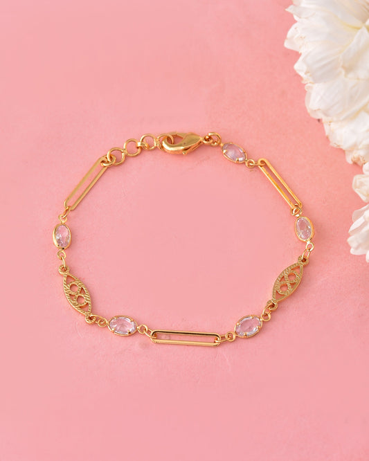 VOJ Gold-Polished Stone Studded Designer Women's Bracelet - Swadesiicart