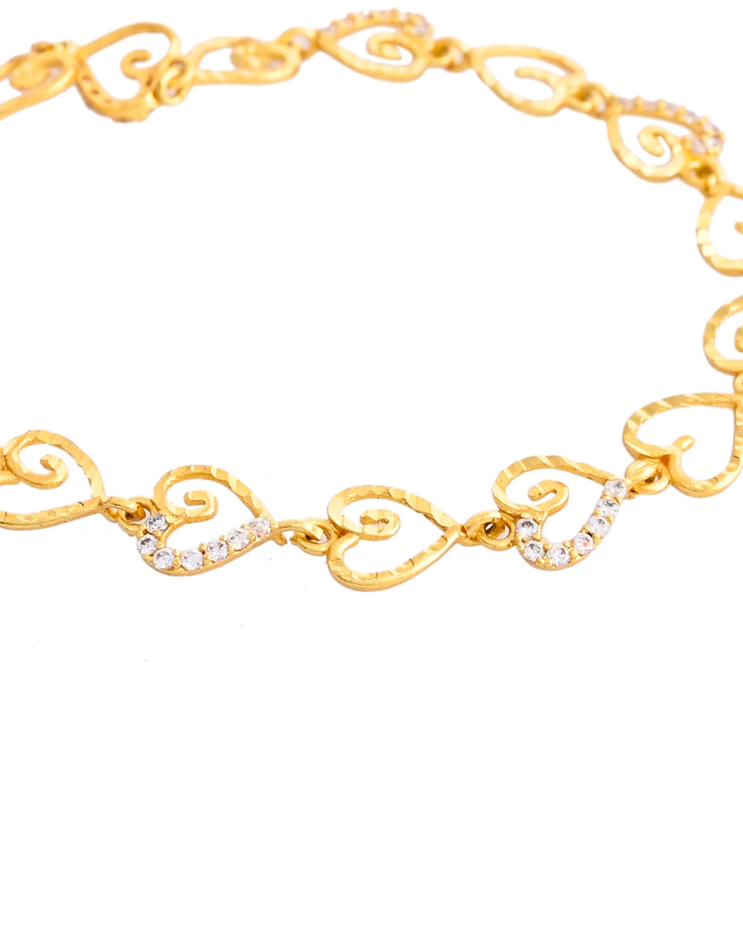 VOJ Gold-Polished Heart Shapped AD Stone Studded Women's Bracelet - Swadesiicart