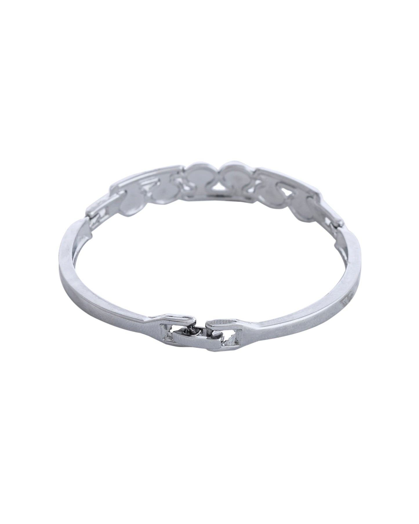 VOJ Silver Plated Stone Studded Kada Bracelet - Swadesiicart