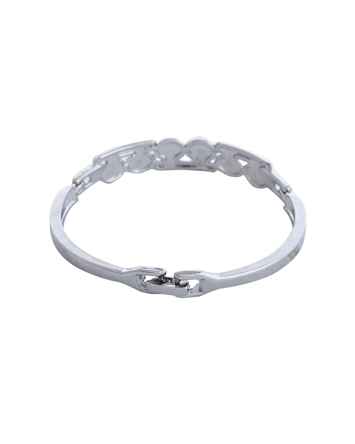 VOJ Silver Plated Stone Studded Kada Bracelet