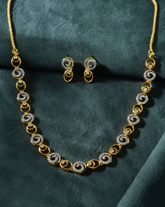 VOJ Gold-Polished Circular AD Jewellery Set - Swadesiicart