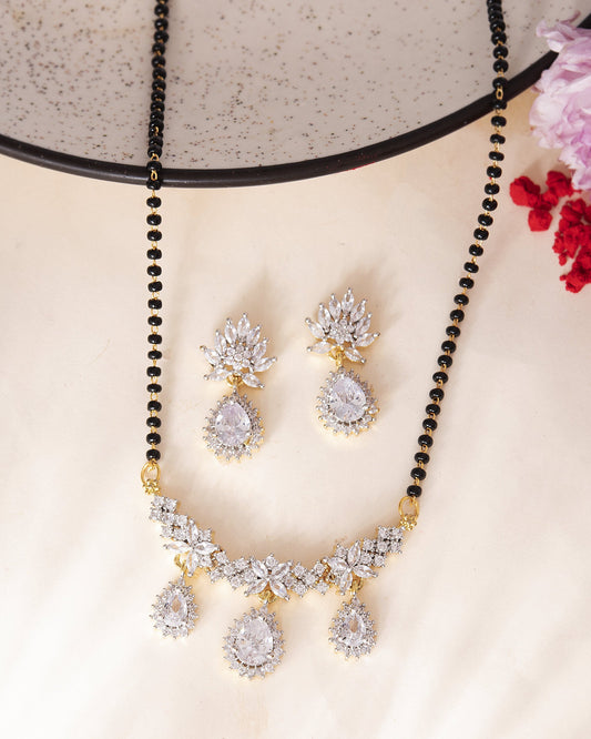 VOJ Gold Toned AD Stone Studded Tear Drop Design MangalSutra Set - Swadesiicart
