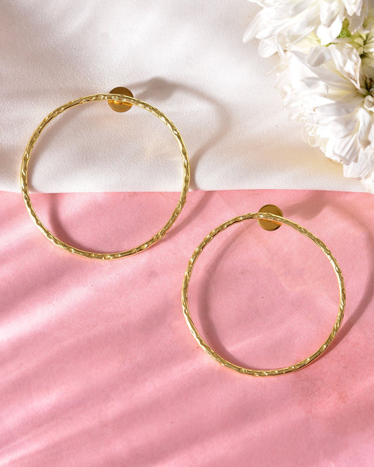 VOJ Gold Toned Circular Studs Earrings - Swadesiicart