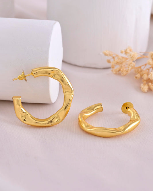 VOJ Gold-Polished Classic Half Hoop Earrings