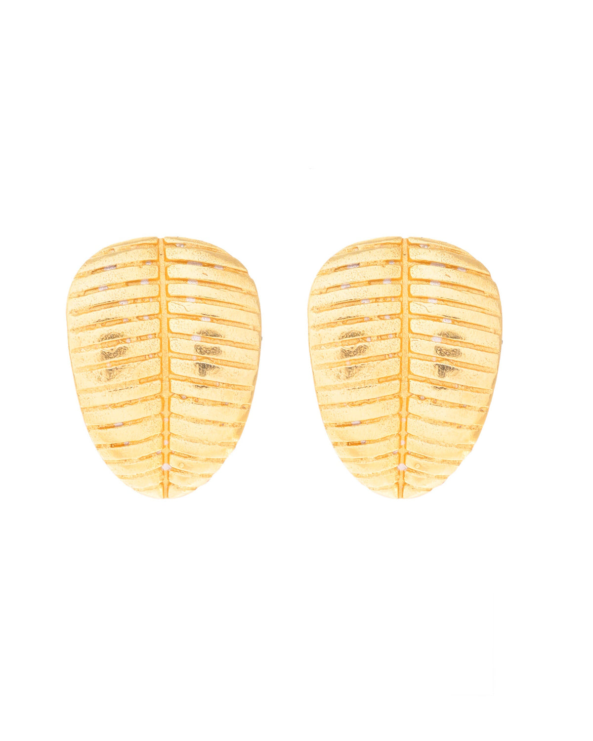 VOJ Gold-Polished Anti Tarnish Leaf Shape Earrings