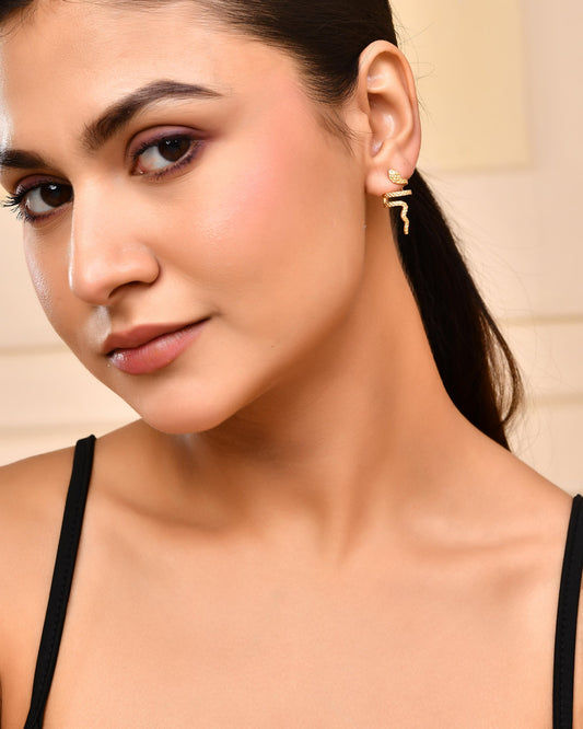 VOJ Gold-Polished Anti Tarnish Snake Earrings - Swadesiicart