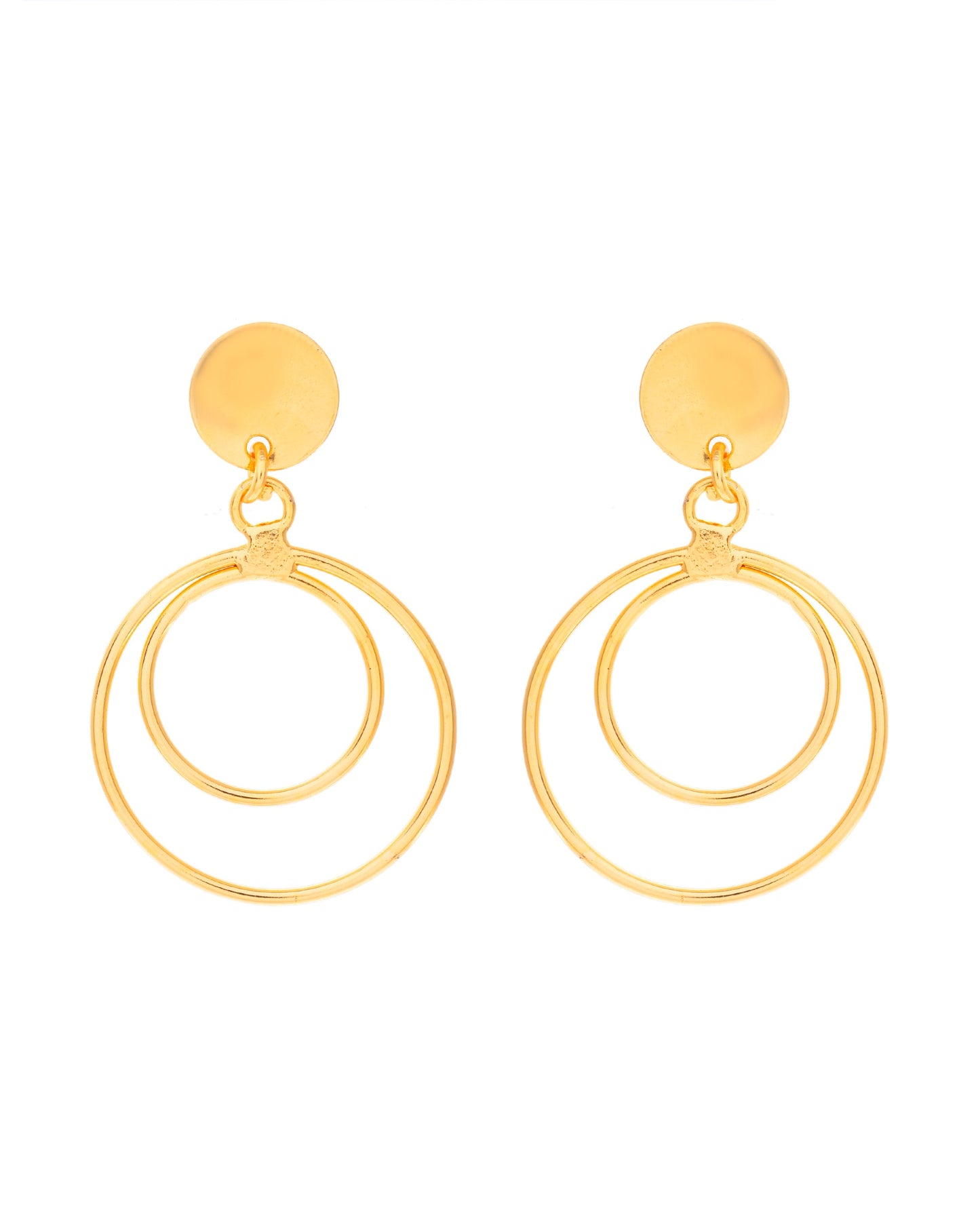 VOJ Gold-Polished Anti Tarnish Circle Stud Earrings - Swadesiicart