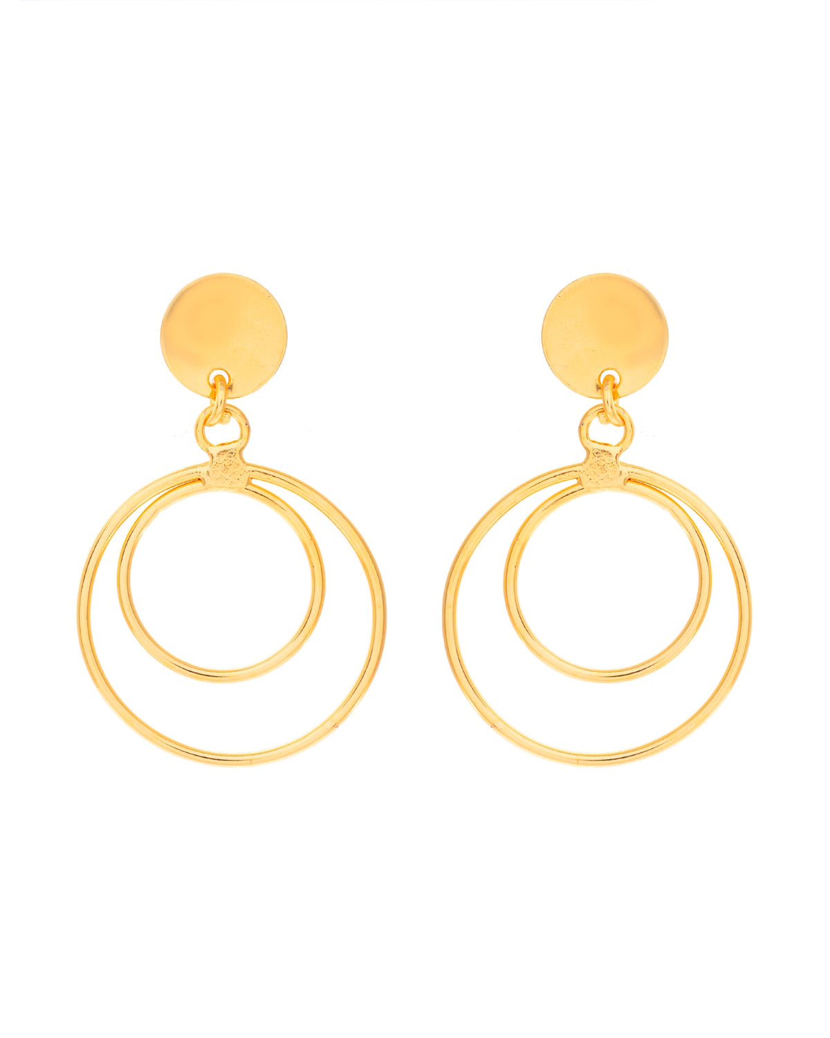 VOJ Gold-Polished Anti Tarnish Circle Stud Earrings