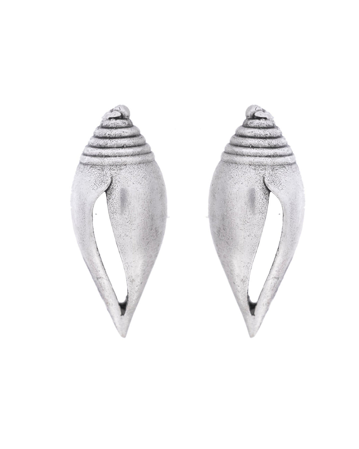 VOJ Silver Plted Classic Shankh Shape Earrings