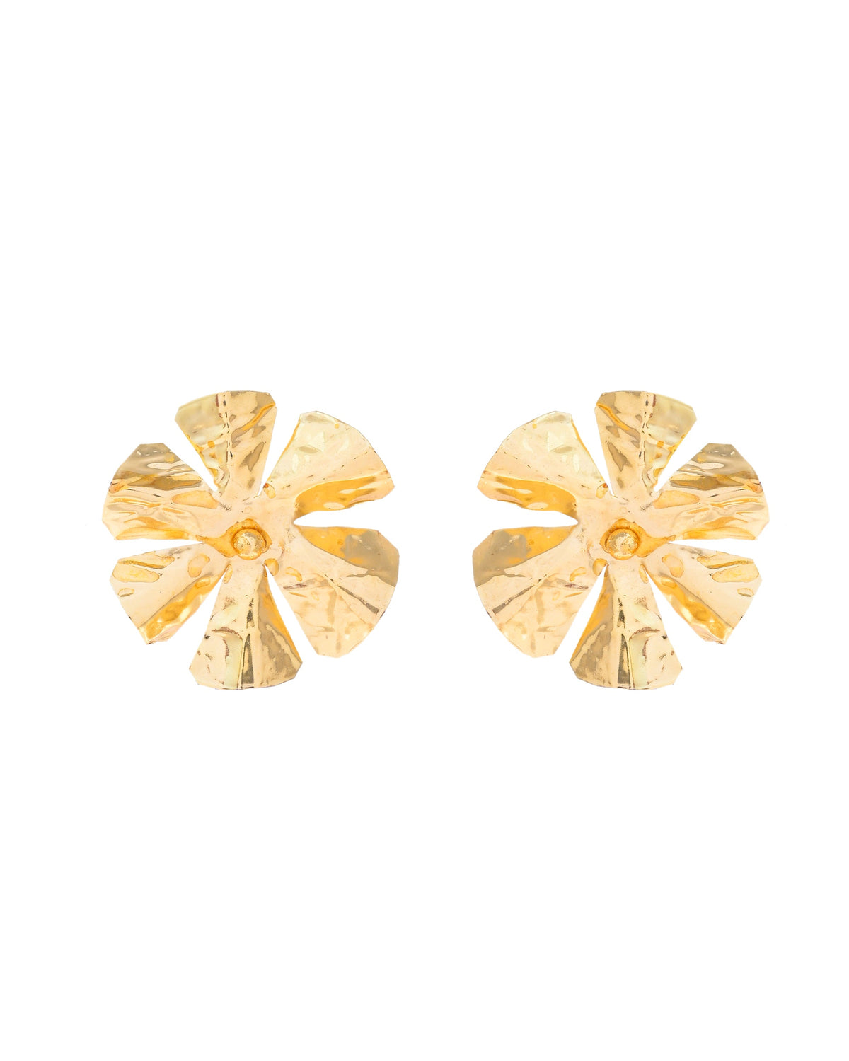 VOJ Gold-Toned Floral Studs Earrings
