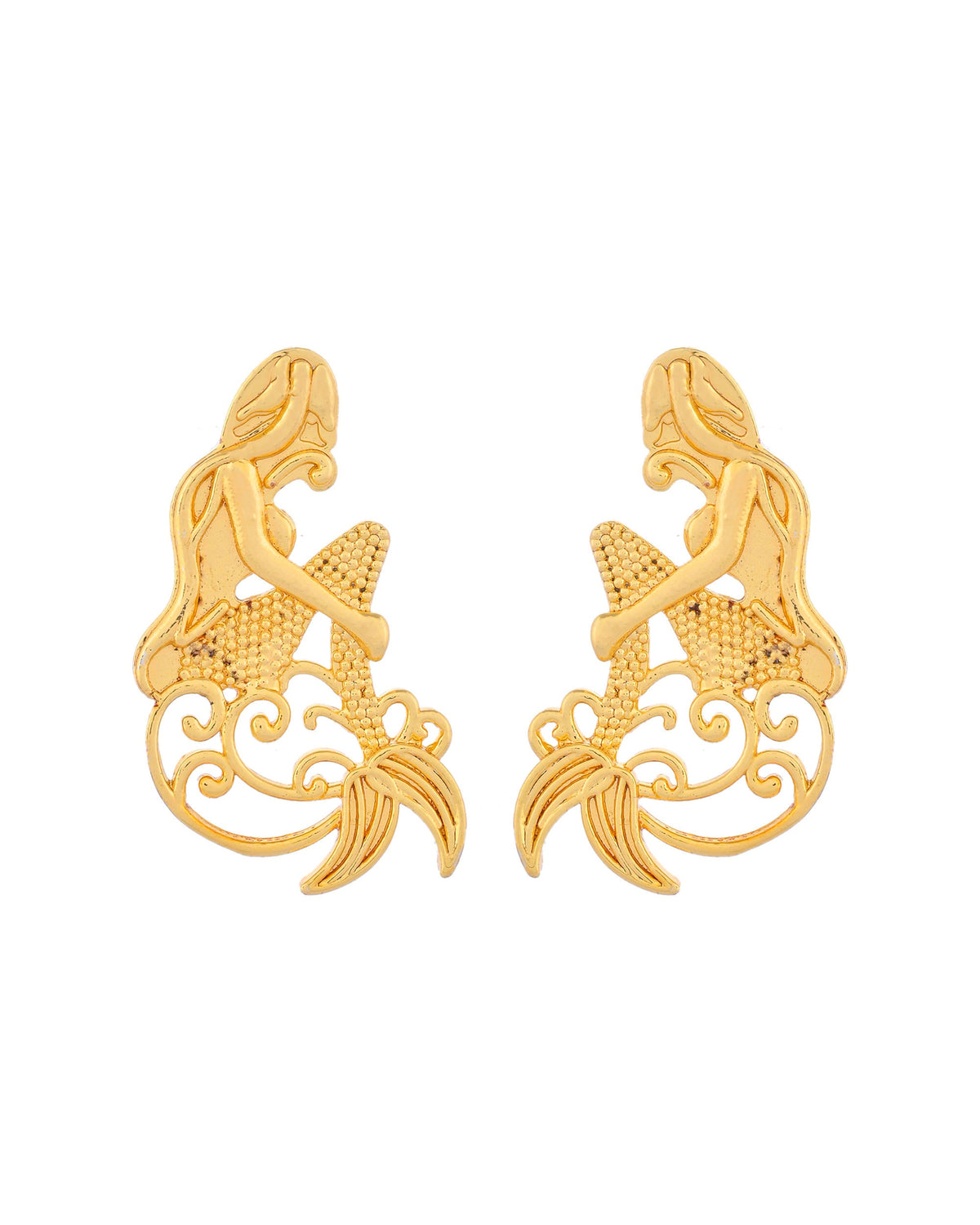VOJ Gold-Toned Marmaid Shape Anti Tarnish Earrings