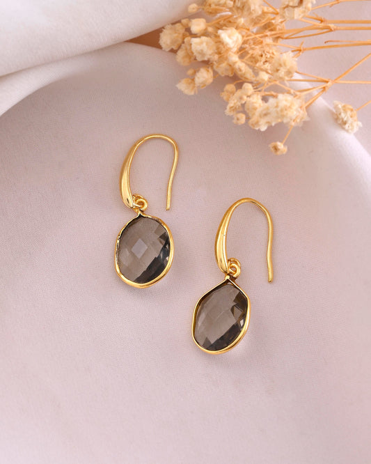 VOJ Gold-Polished Classic Stone Studded Drop Earrings - Swadesiicart