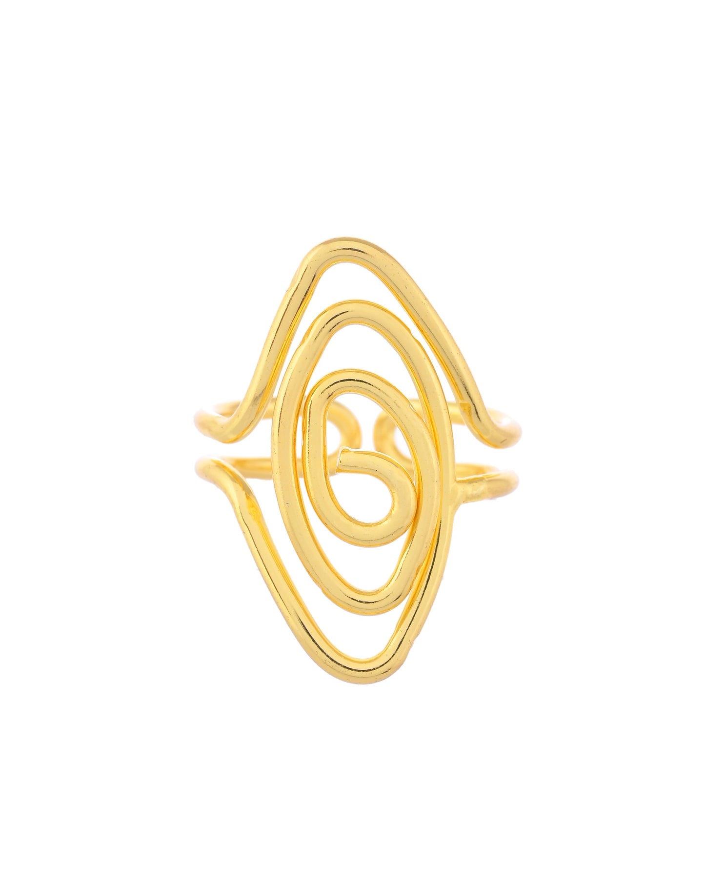 VOJ Gold-Polished Anti Tarnish Textured Finger Ring - Swadesiicart