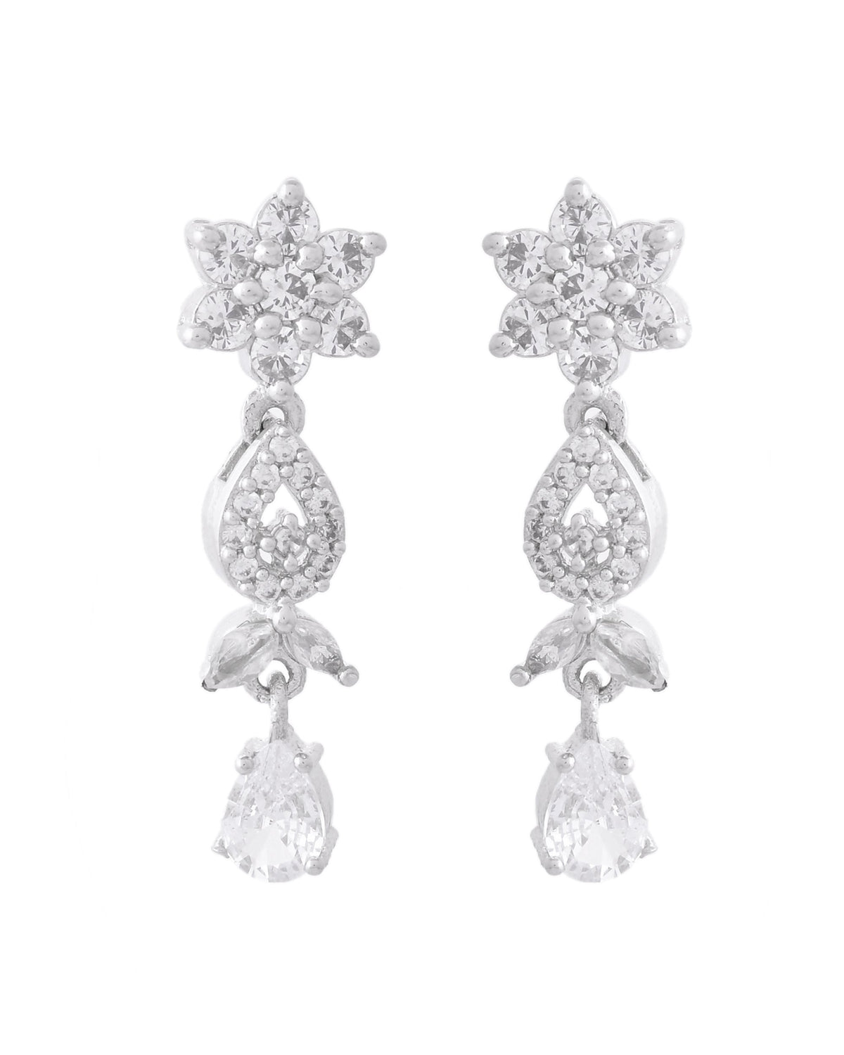 VOJ Silver Plated AD Studded Classic Jewellery Set