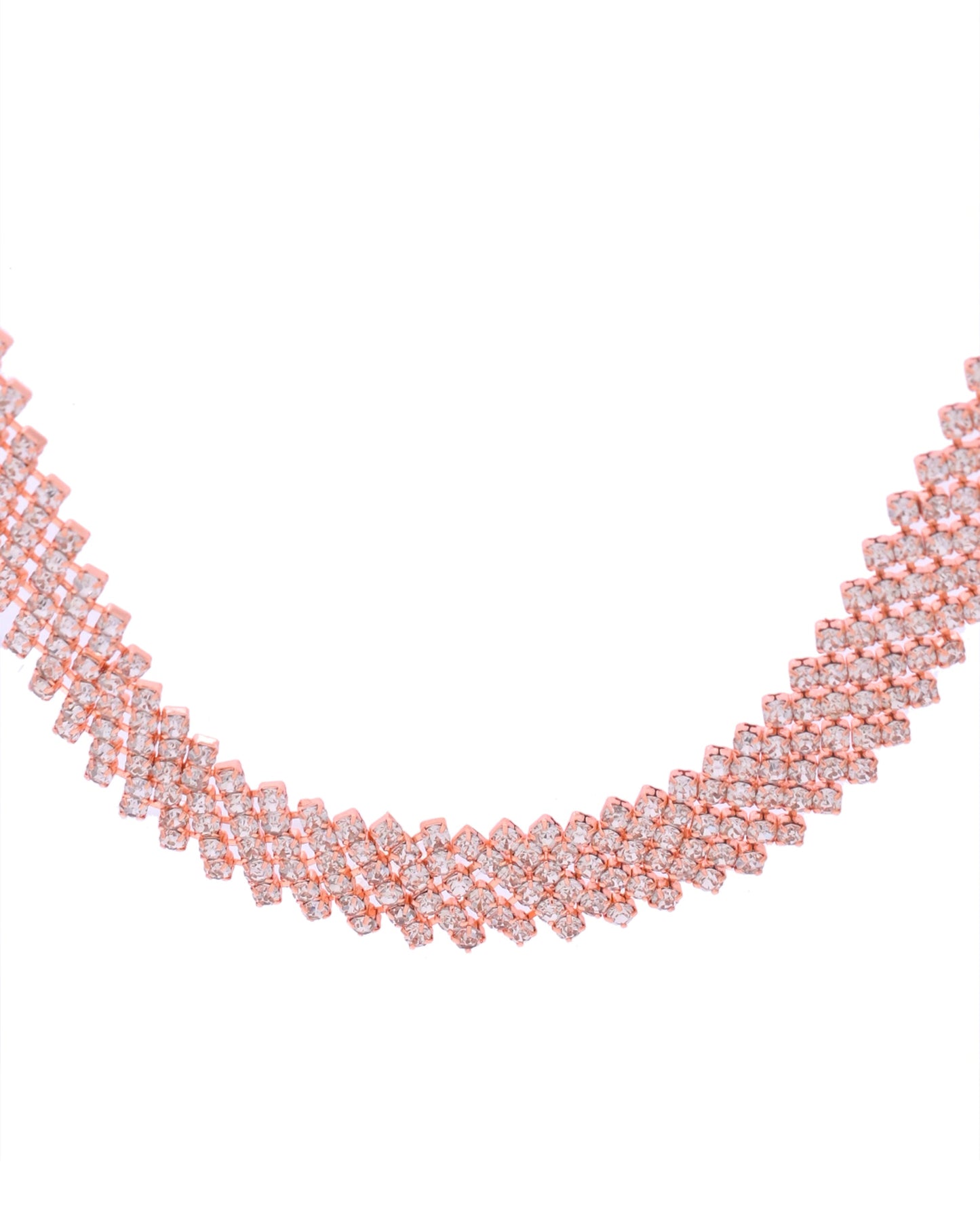 VOJ Rose Gold-Polished Stone Studded Jewellery Set - Swadesiicart