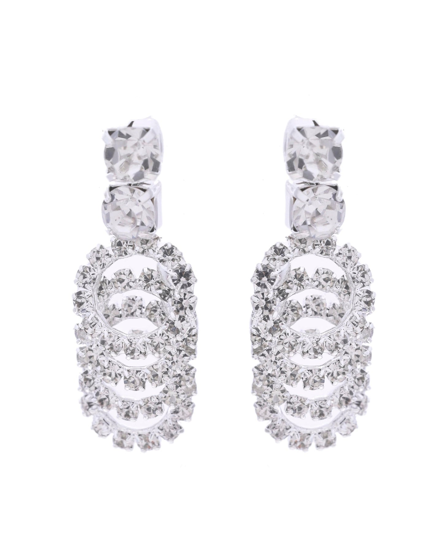 VOJ Silver Plated Stone Studded Circular Mutli Layer Necklace Set - Swadesiicart