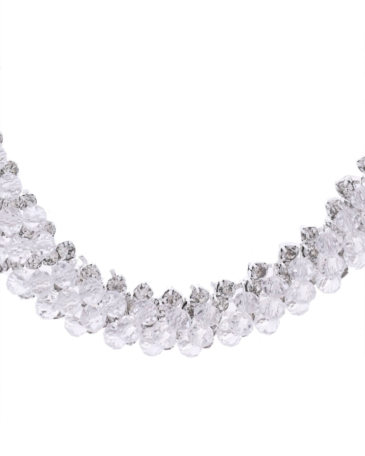 VOJ Silver Plated Stone Studded Necklace Set - Swadesiicart