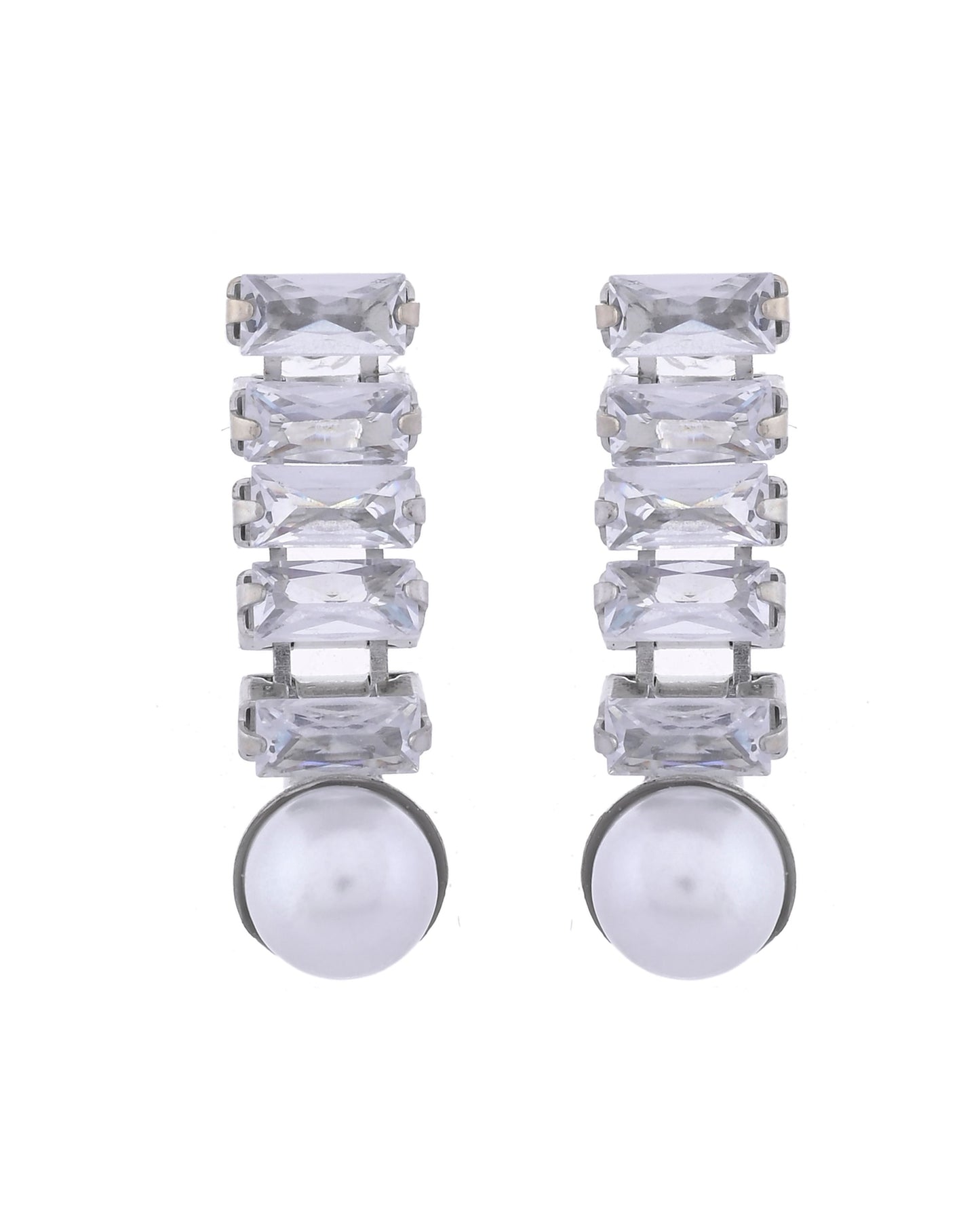 VOJ Silver Plated Pearl And Stone Studded Necklace Set - Swadesiicart