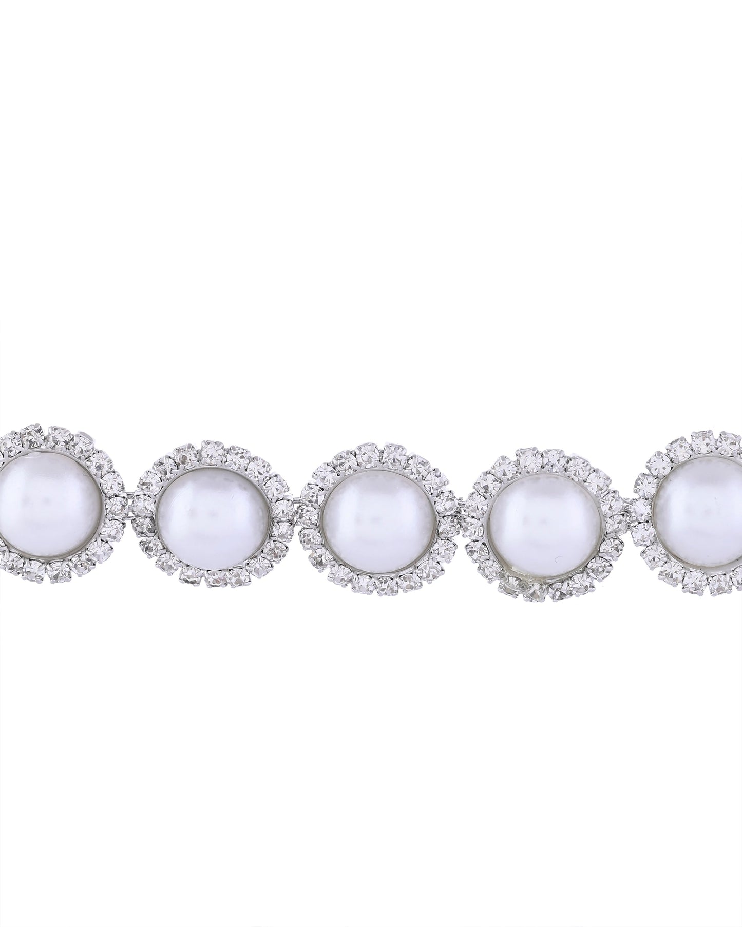 VOJ Silver Plated White Pearl And CZ Stone Choker Set - Swadesiicart