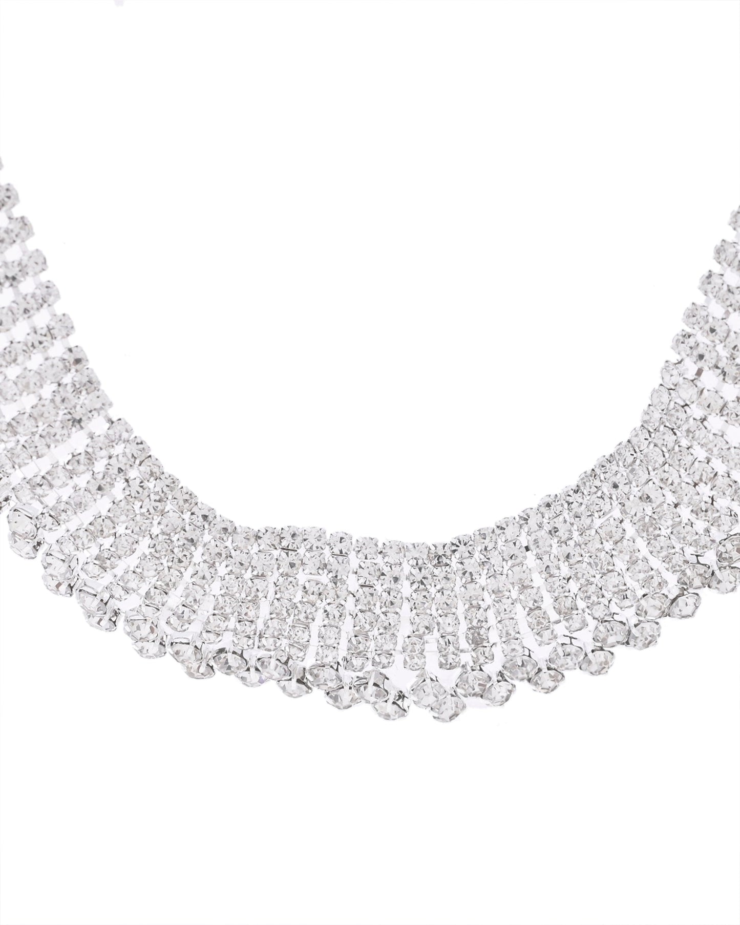 VOJ Silver-Plated Artificial Stones Studded Choker Jewellery Set - Swadesiicart
