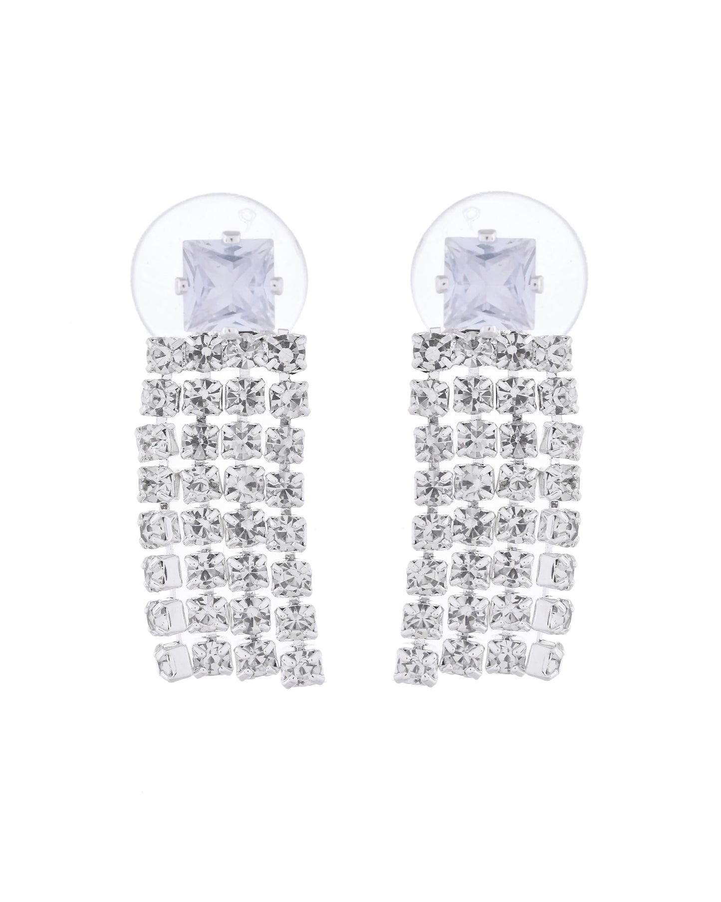 VOJ Silver-Plated Stones Studded Jewellery Set - Swadesiicart