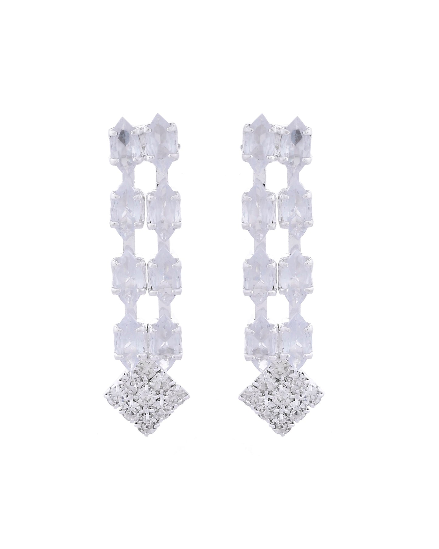 VOJ Silver Plated CZ Stones Studded Necklace Set - Swadesiicart