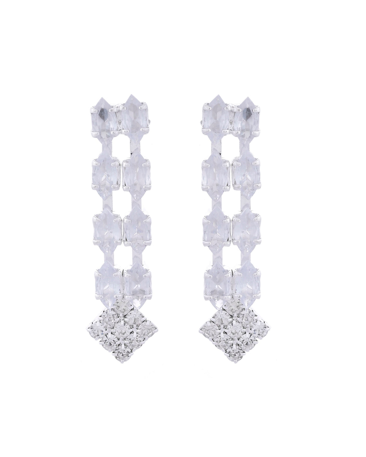 VOJ Silver Plated CZ Stones Studded Necklace Set